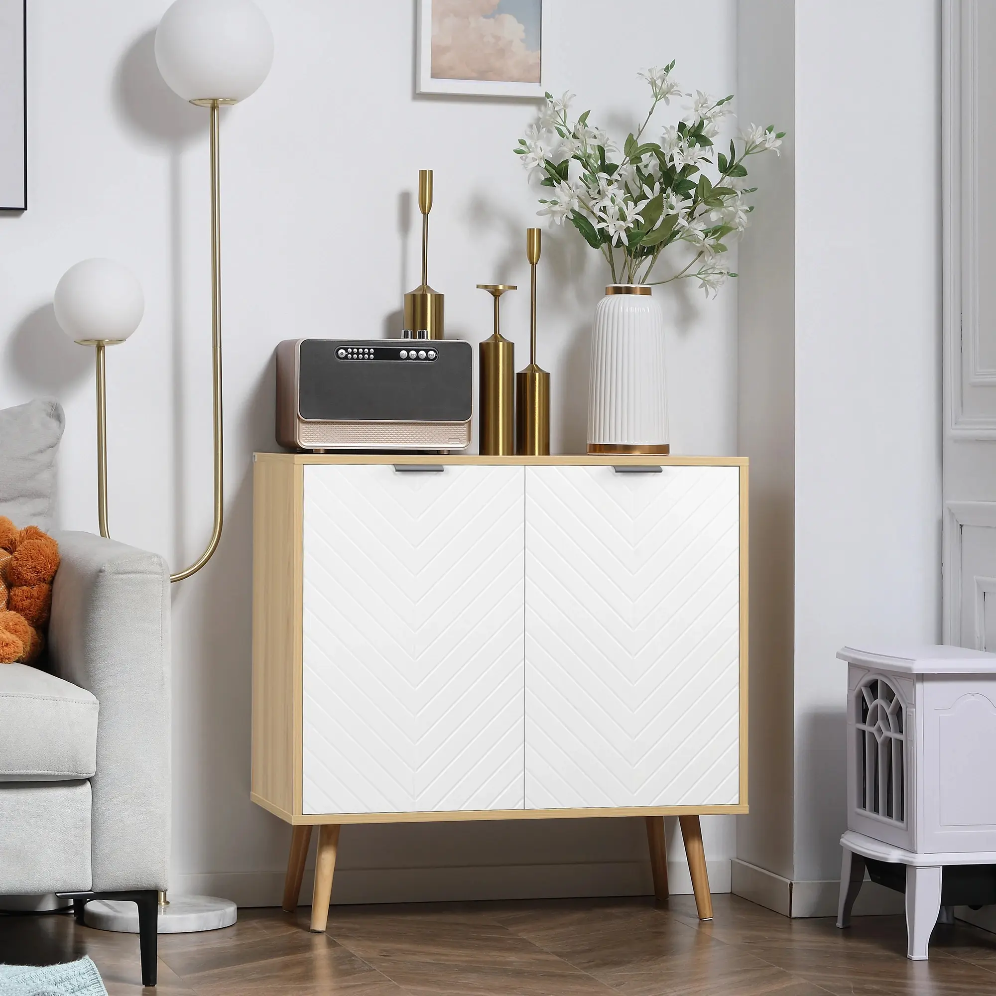 Тумба Homcom 838-155 (White/Natural Wood) - 3