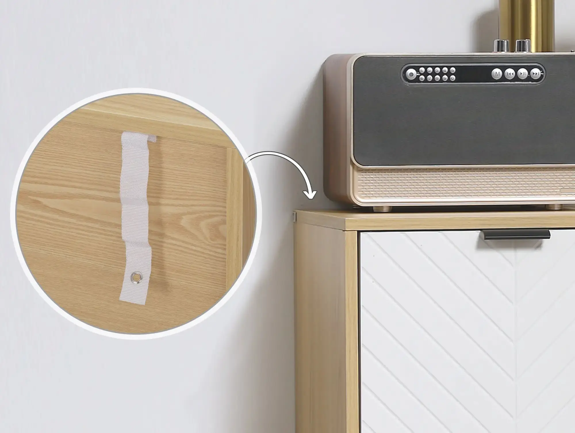 Тумба Homcom 838-155 (White/Natural Wood) - 6