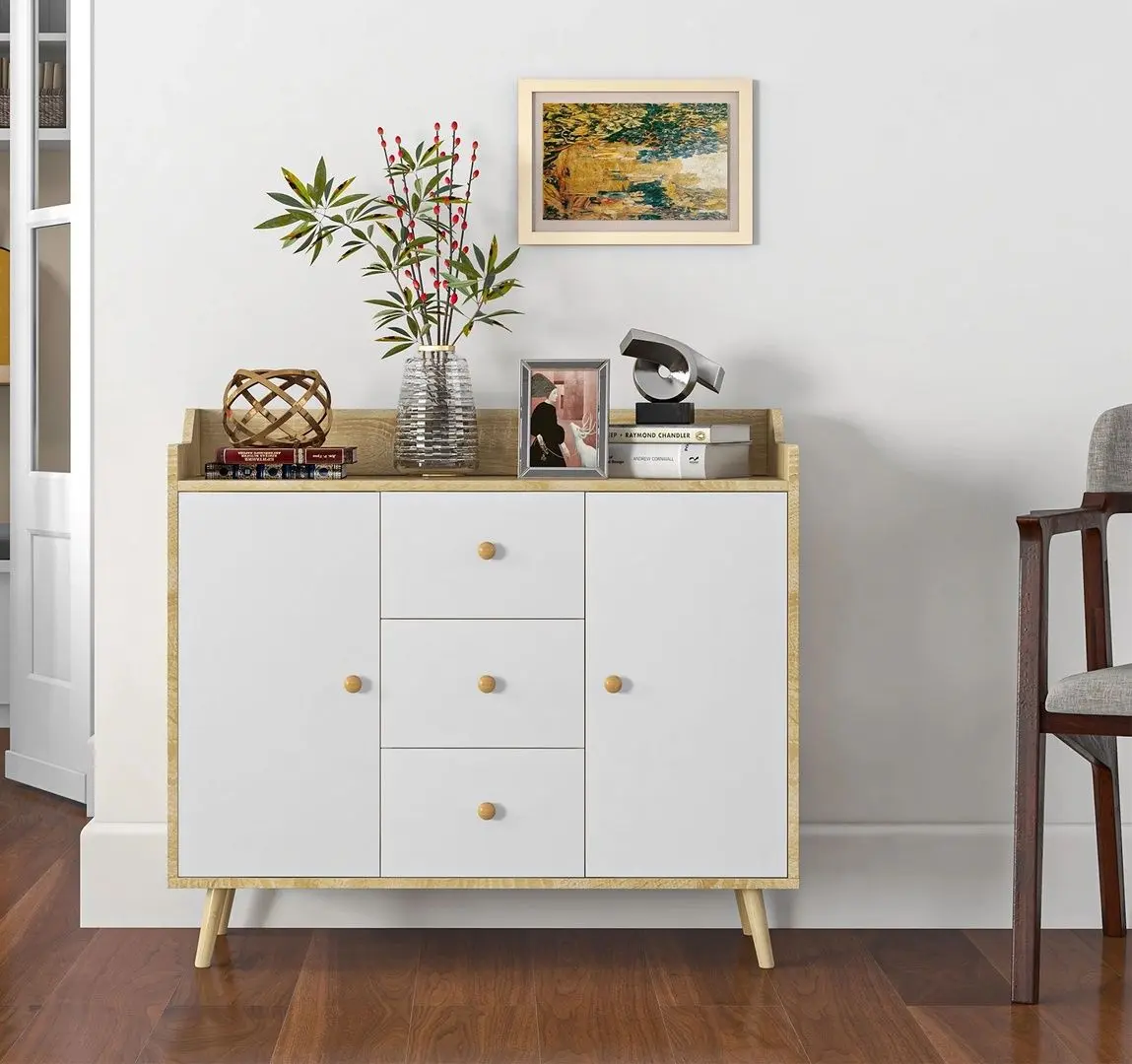 Тумба Homcom 838-182ND (White/Natural)