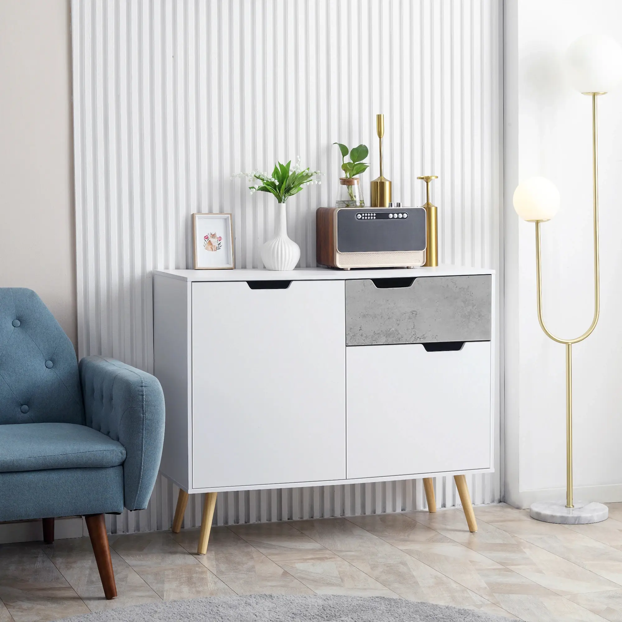 Tumba Homcom 838-196LG (Light Grey/White) - 4