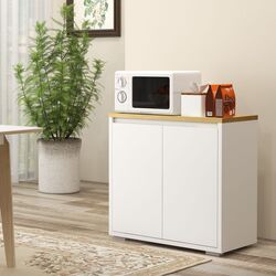 Тумба Homcom 838-373V00WT 80x37x75 cm (White/Oak)