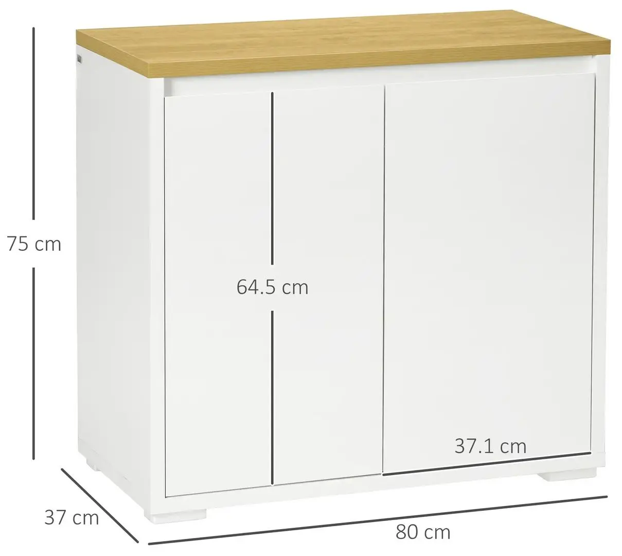 Tumba Homcom 838-373V00WT 80x37x75 cm (White/Oak) - 2