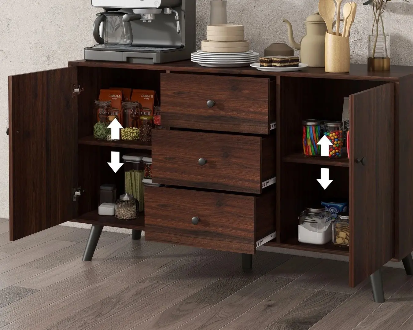 Tumba Homcom 839-545V81BN 127x40x76 cm (Brown/Black) - 4