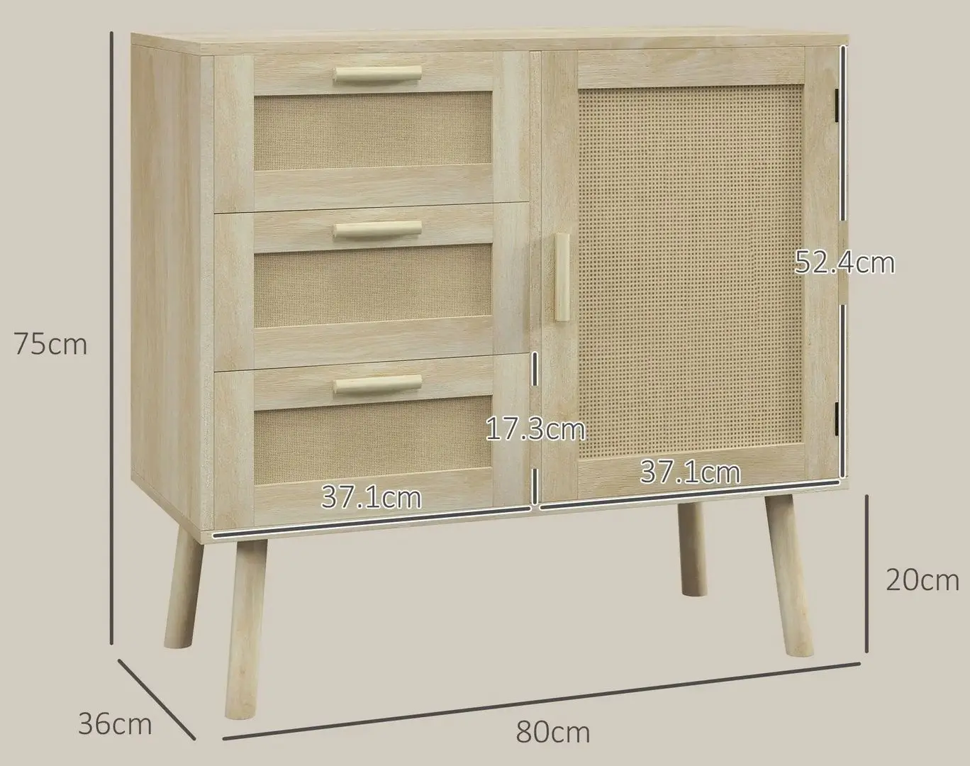 Тумба Homcom 839-914V00AK 80x36x75 cm (Oak)