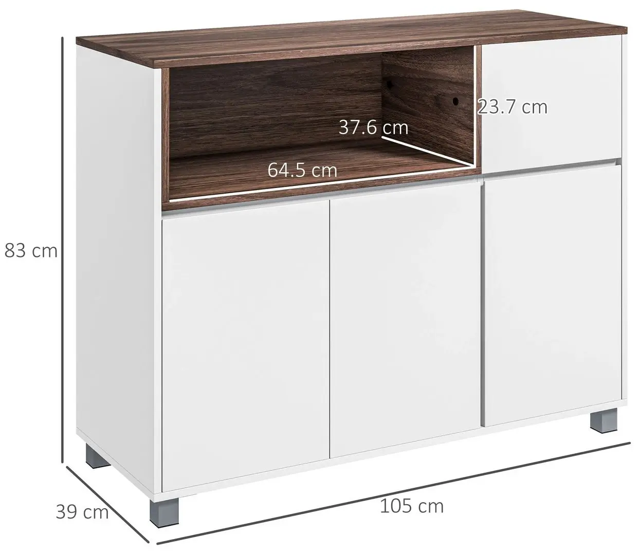 Tumba Homcom 83A-056V80WT 105x39x83 cm (White/Oak)