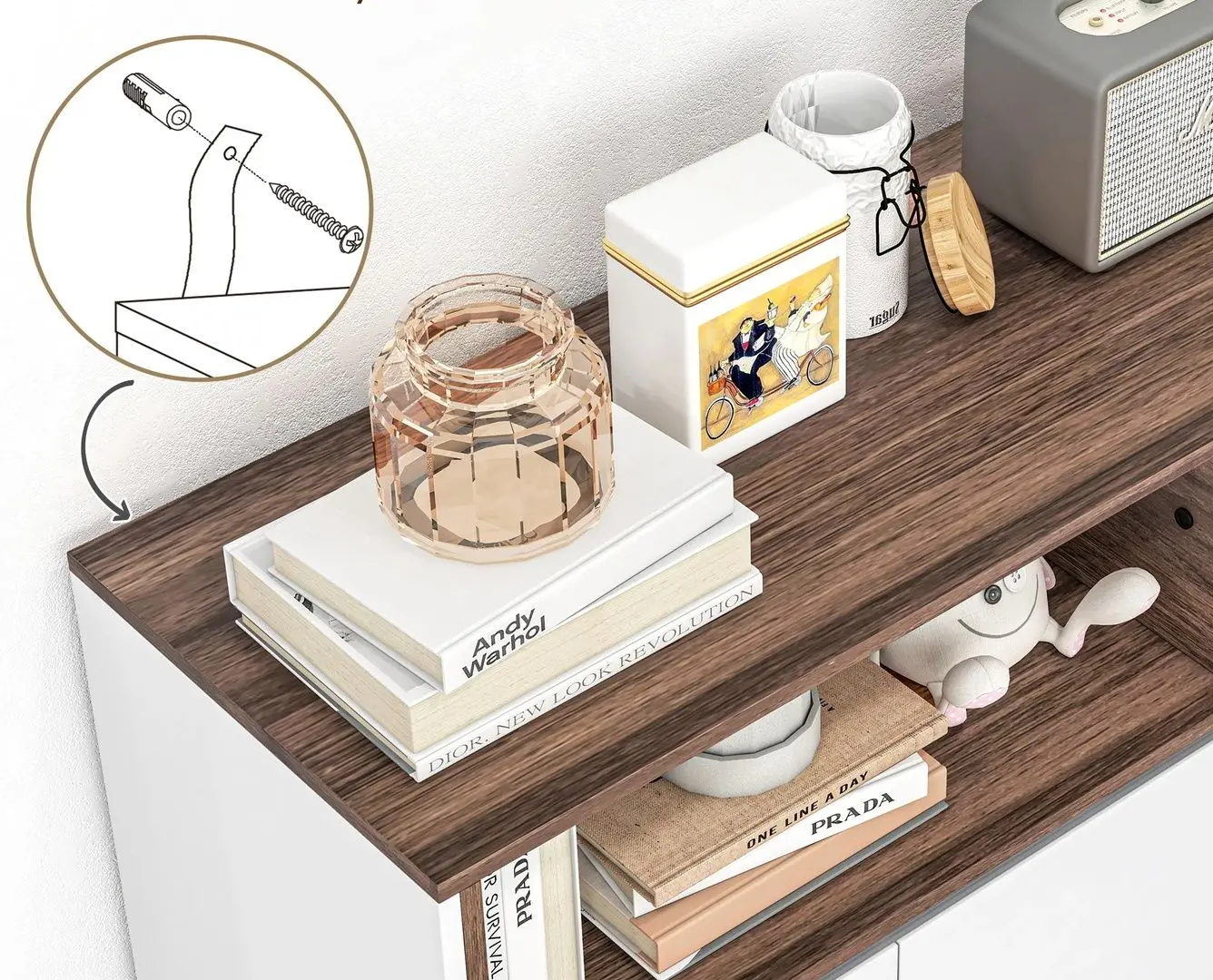 Tumba Homcom 83A-056V80WT 105x39x83 cm (White/Oak)