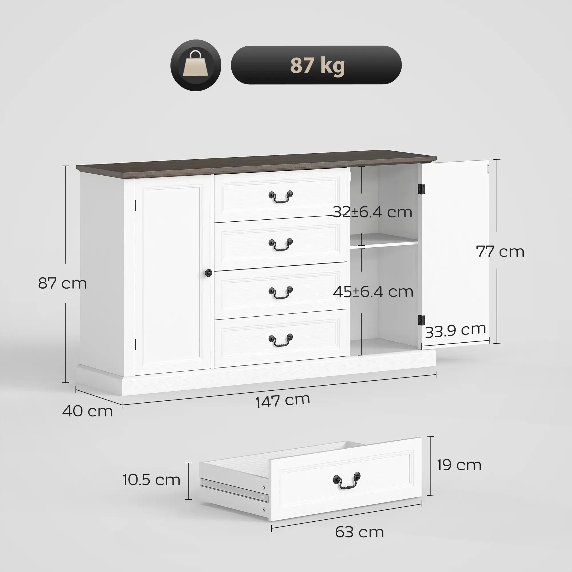 Тумба Homcom 83B-465V01WT (White) - 4