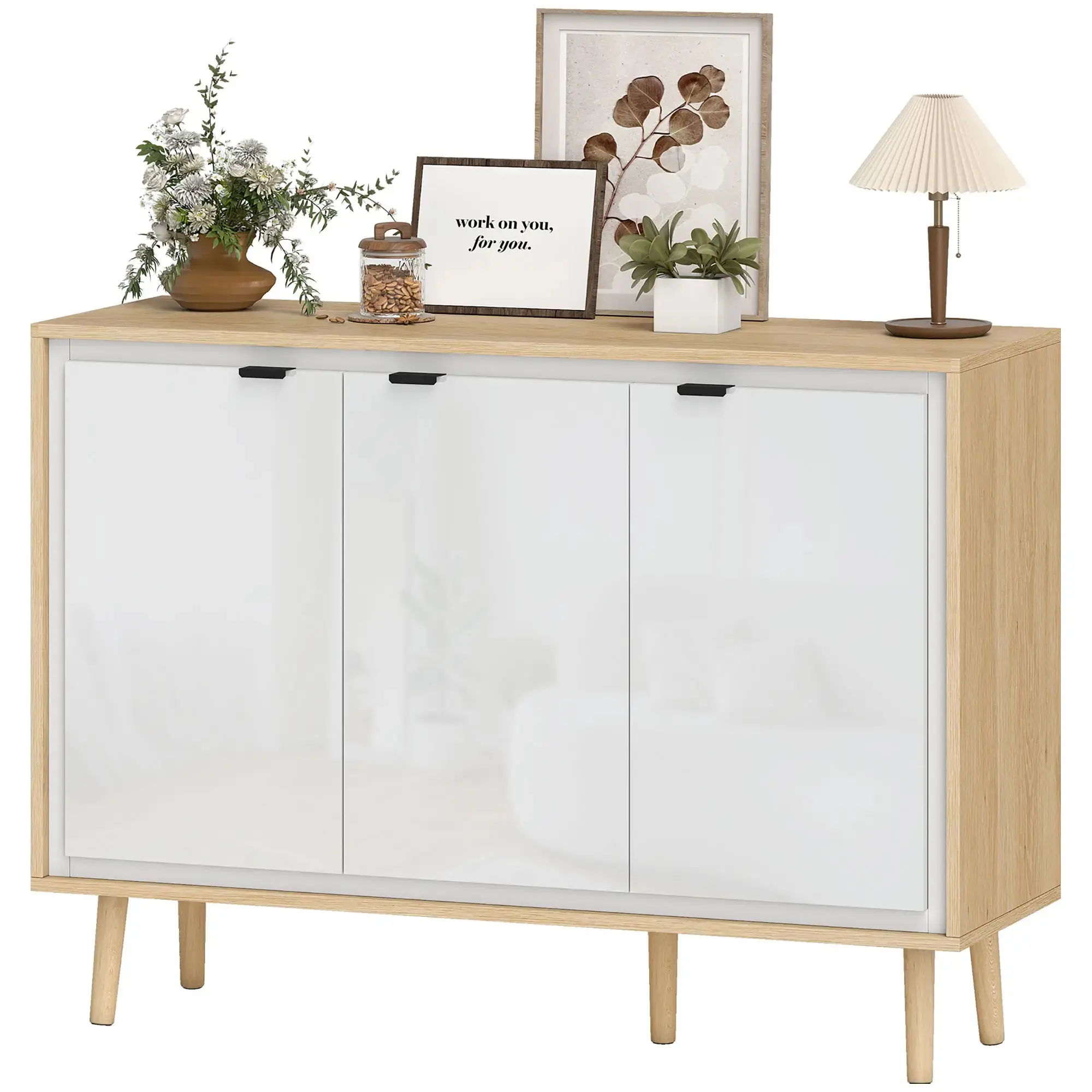 Тумба Homcom 83B-494V01WT (White Gloss/Oak) - 2