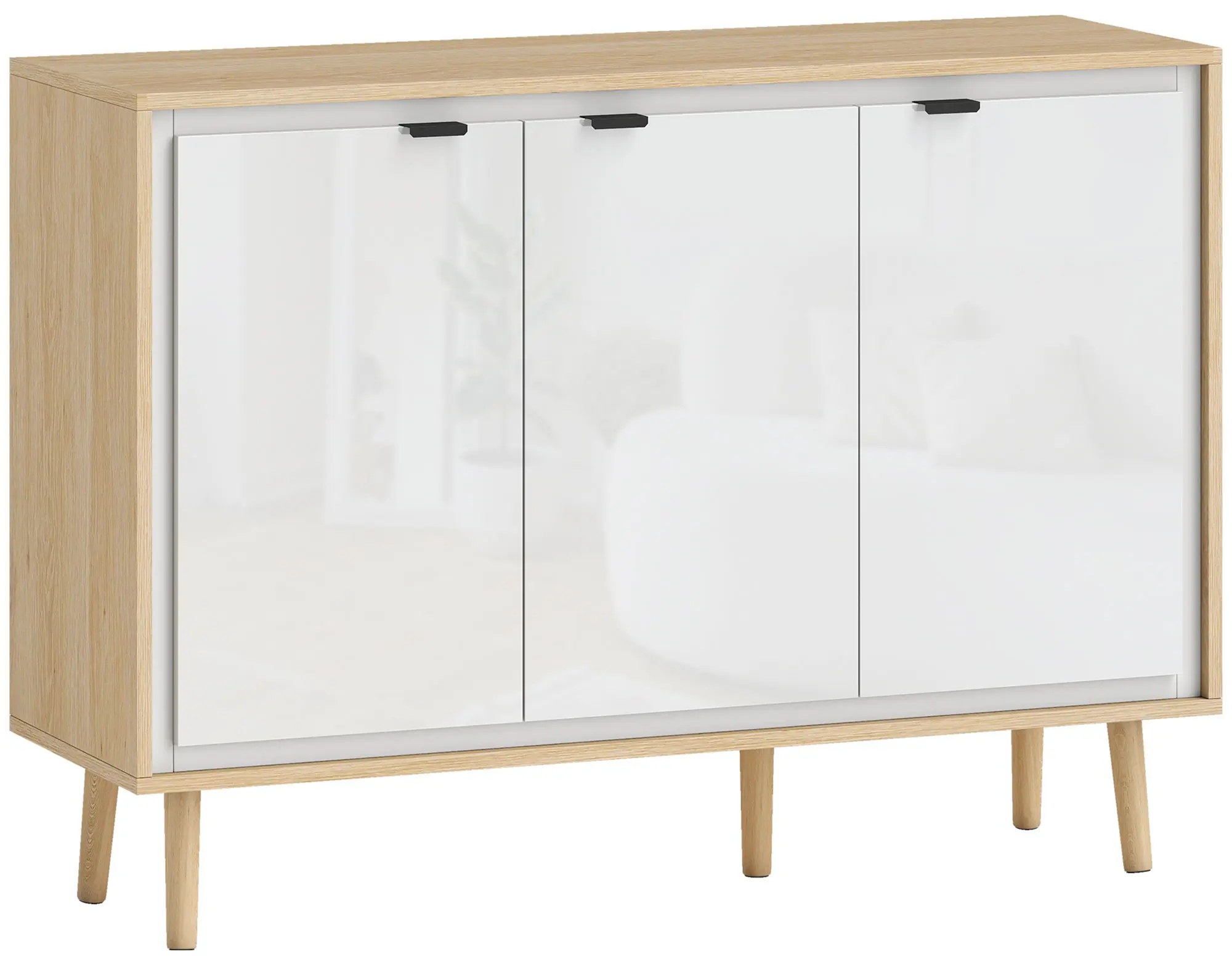 Тумба Homcom 83B-494V01WT (White Gloss/Oak) - 3