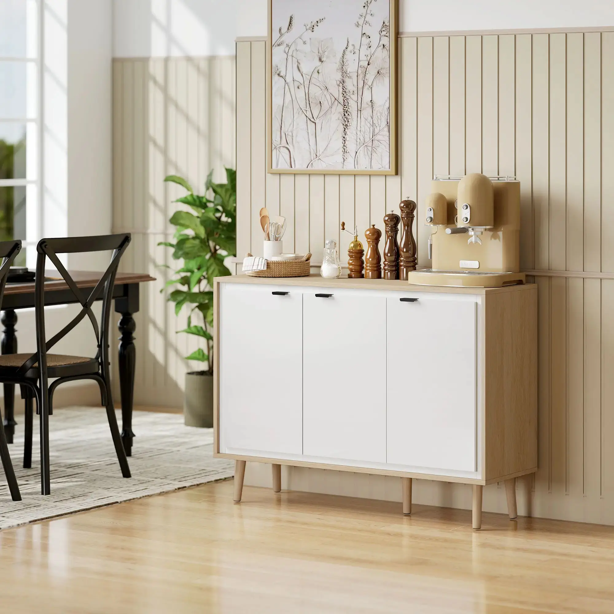 Тумба Homcom 83B-494V01WT (White Gloss/Oak) - 5