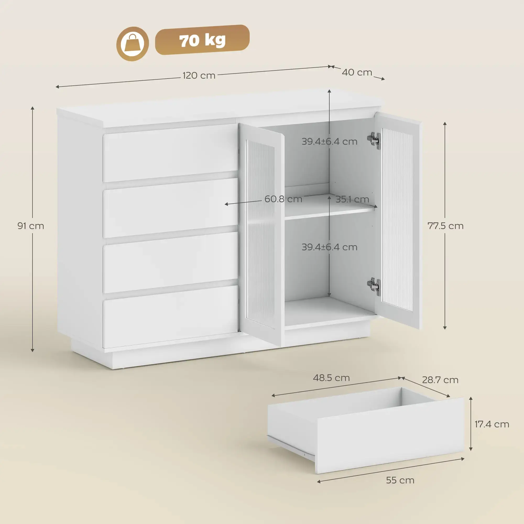 Тумба Homcom 83B-530V00WT (White) - 4