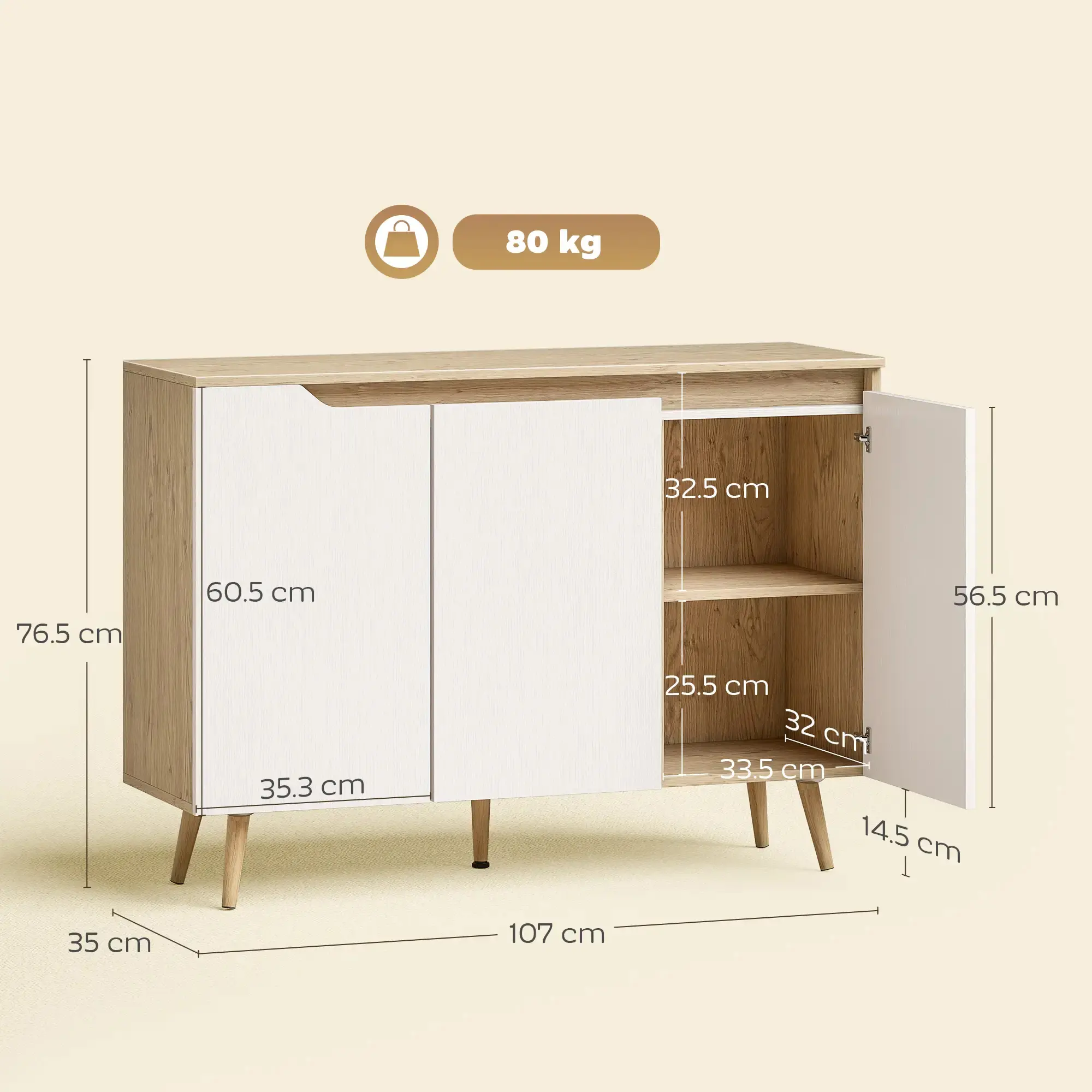Тумба Homcom 83B-702V00AK (Oak/Natural) - 4