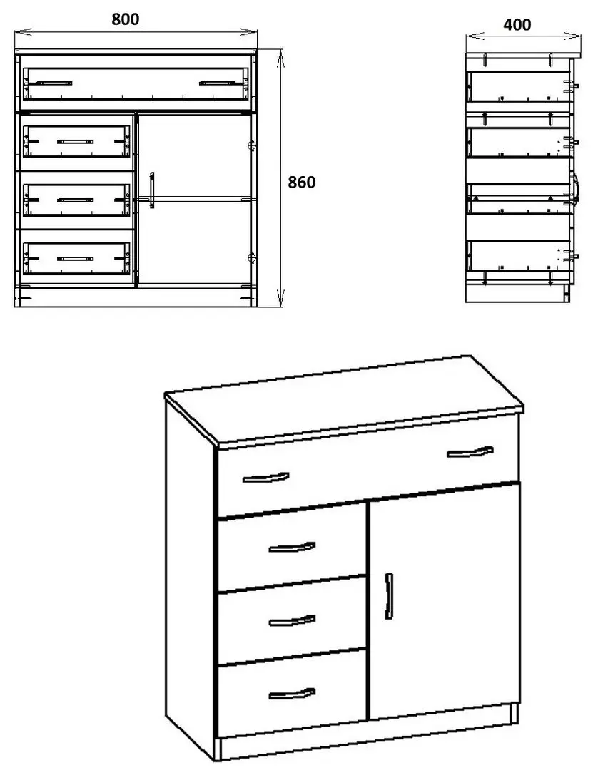 Tumba Ideal Mobila Mia (Wenge/White)