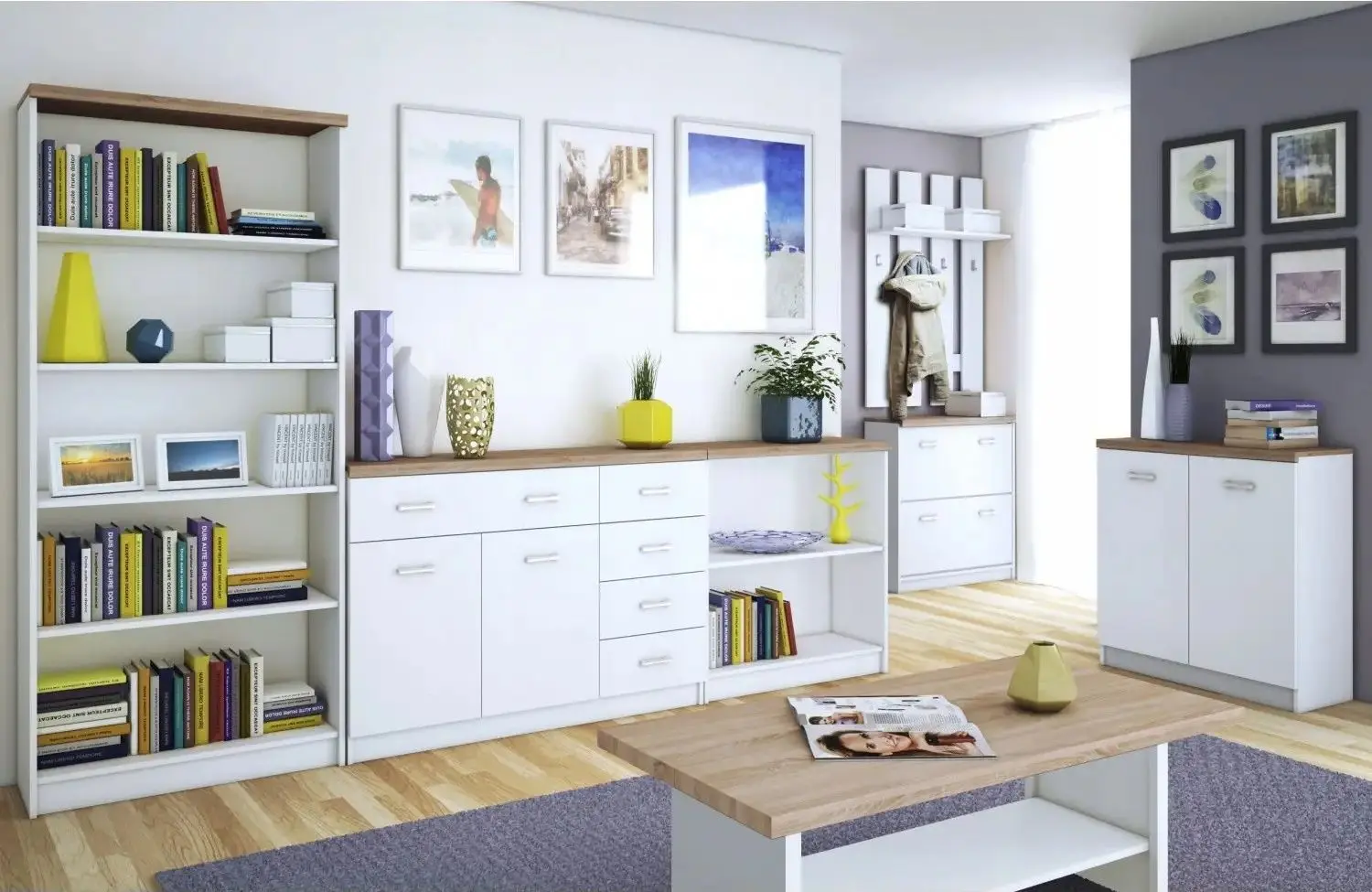 Tumba Ideal Mobila Sofia (Sonoma Oak/White)