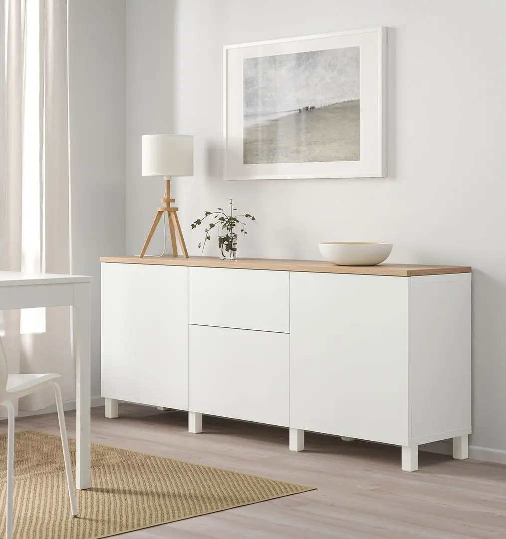 Tumba Ikea Besta/Lappviken/Stubbarp sina sertar cu inchidere lina 180x42x76 (Alb)