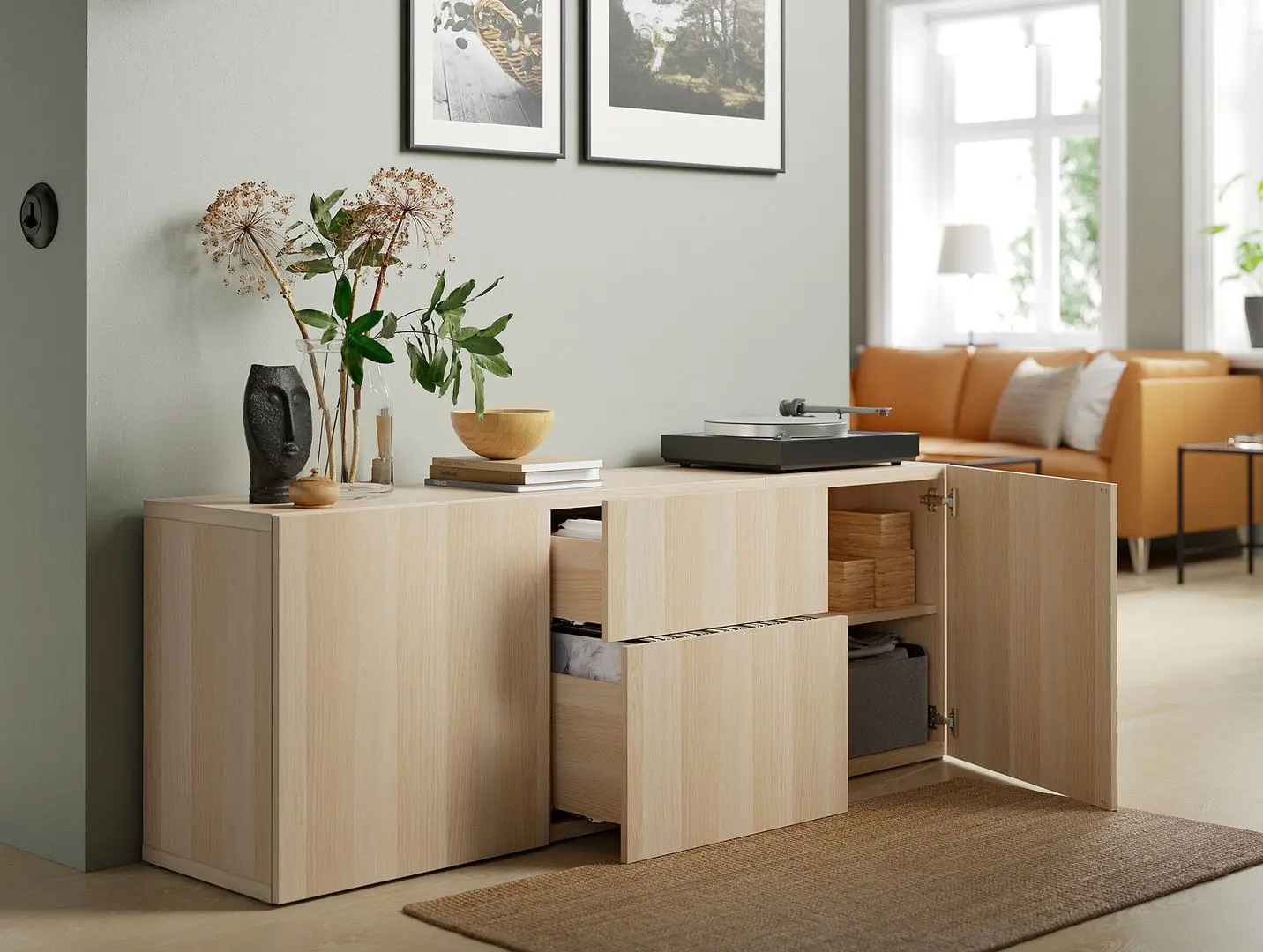 Tumba Ikea Besta/Lappviken glisiera sertar cu sistem apasare 180x42x65 (Aspect Stejar Antichizat) - 3