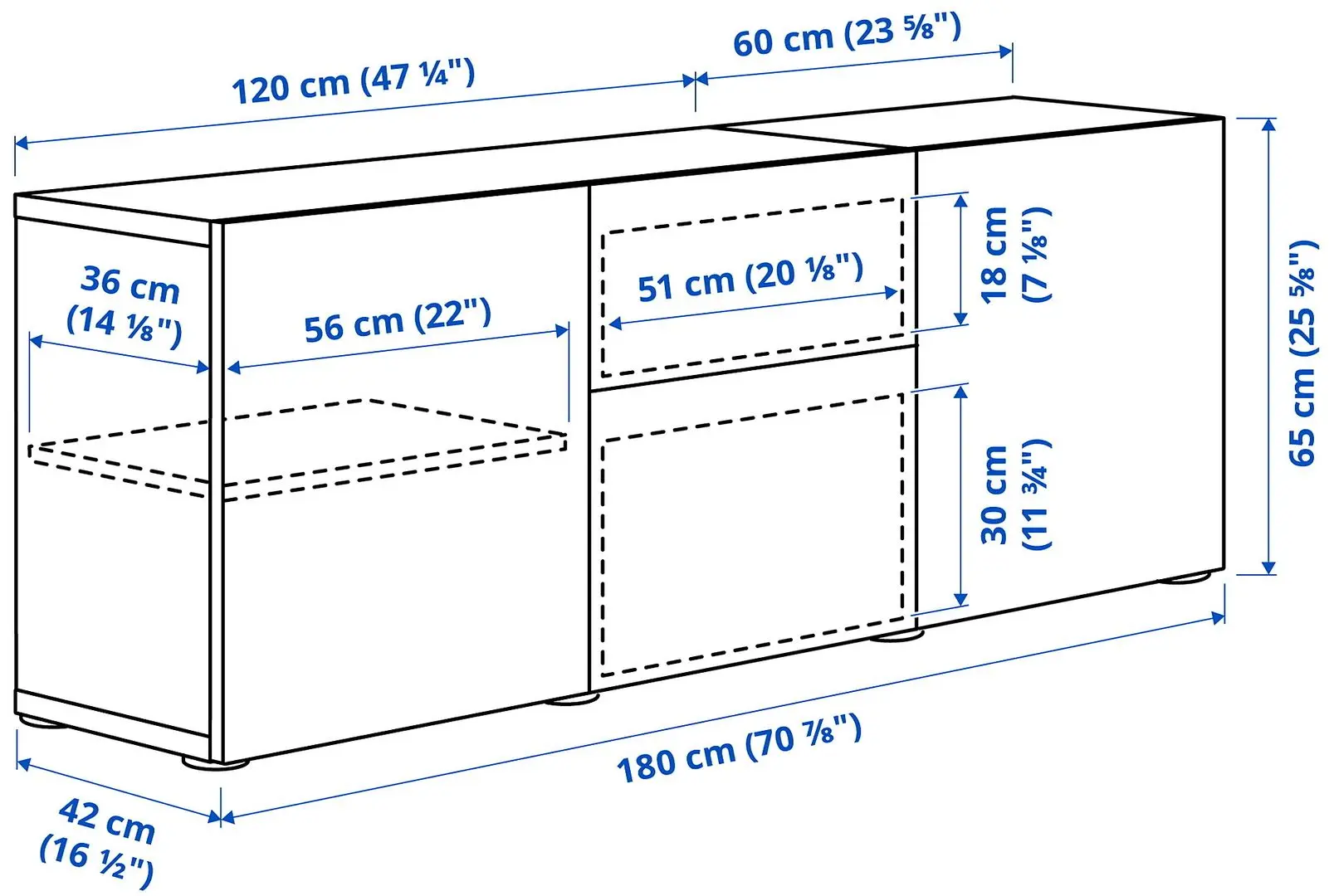Tumba Ikea Besta/Lappviken glisiera sertar cu sistem apasare 180x42x65 (Aspect Stejar Antichizat) - 2