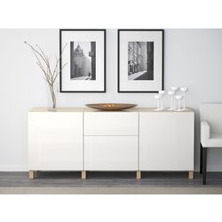 Tumba Ikea Besta/Selsviken/Stubbarp glisiera sertar cu sistem apasare 180x42x74 (Aspect Stejar Antichizat/Alb Lucios) Thumb