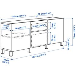 Tumba Ikea Besta/Selsviken/Stubbarp glisiera sertar cu sistem apasare 180x42x74 (Aspect Stejar Antichizat/Alb Lucios) Thumb