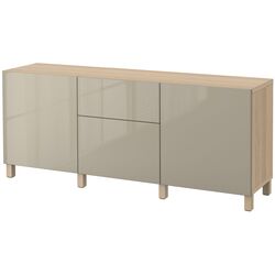 Tumba Ikea Besta/Selsviken/Stubbarp glisiera sertar cu sistem apasare 180x42x74 (Aspect stejar antichizat/Bej lucios) Thumb