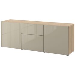 Tumba Ikea Besta/Selsviken sina sertar cu inchidere lina 180x42x65 (Aspect Stejar Antichizat/Bej lucios) Thumb
