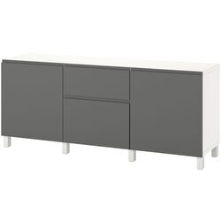 Тумба Ikea Besta/Vasterviken/Stubbarp ящик c нажимными направляющими 180x42x74 (Белый/Темно-серый) Thumb