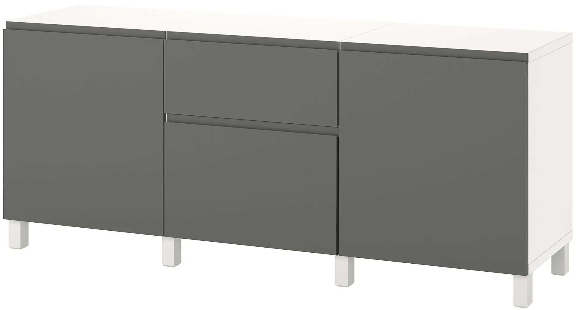 Тумба Ikea Besta/Vasterviken/Stubbarp ящик c нажимными направляющими 180x42x74 (Белый/Темно-серый)
