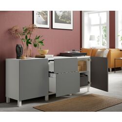 Тумба Ikea Besta/Vasterviken/Stubbarp ящик c нажимными направляющими 180x42x74 (Белый/Темно-серый) Thumb