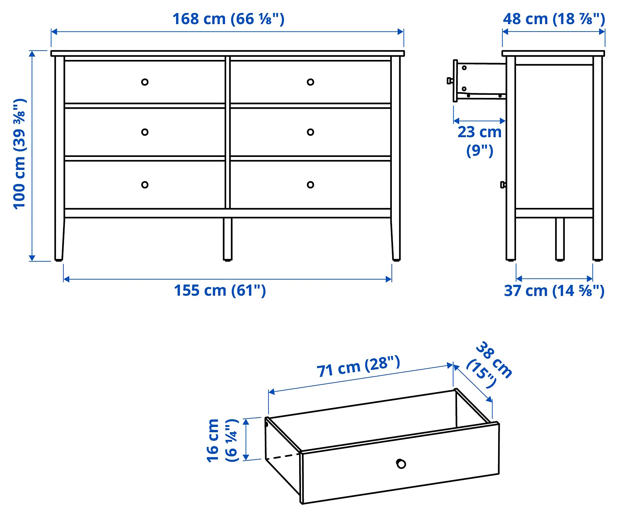 Comoda Ikea Gullaberg 168x48x100 (Alb) - 3