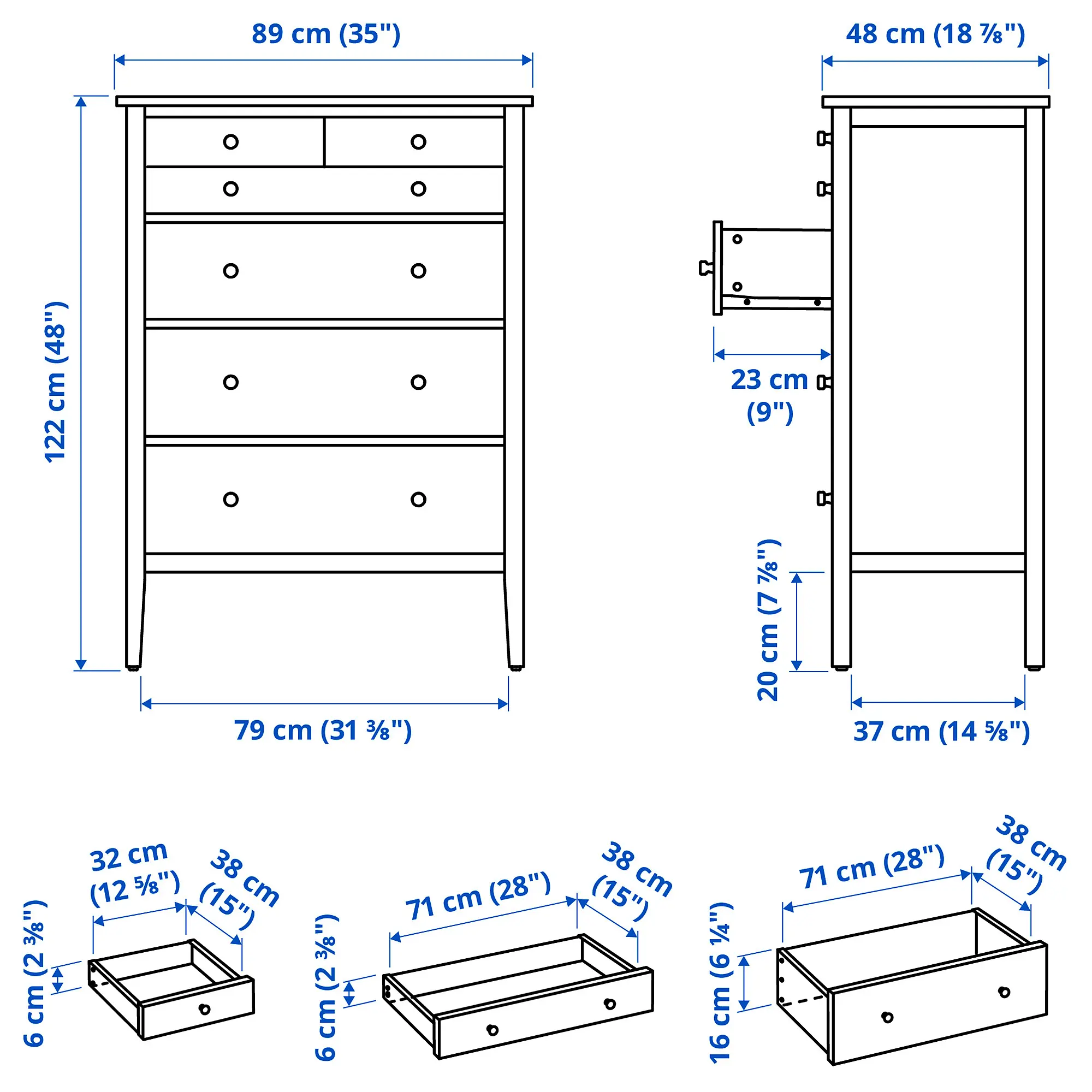 Comoda Ikea Gullaberg 89x48x122 (Gri) - 6