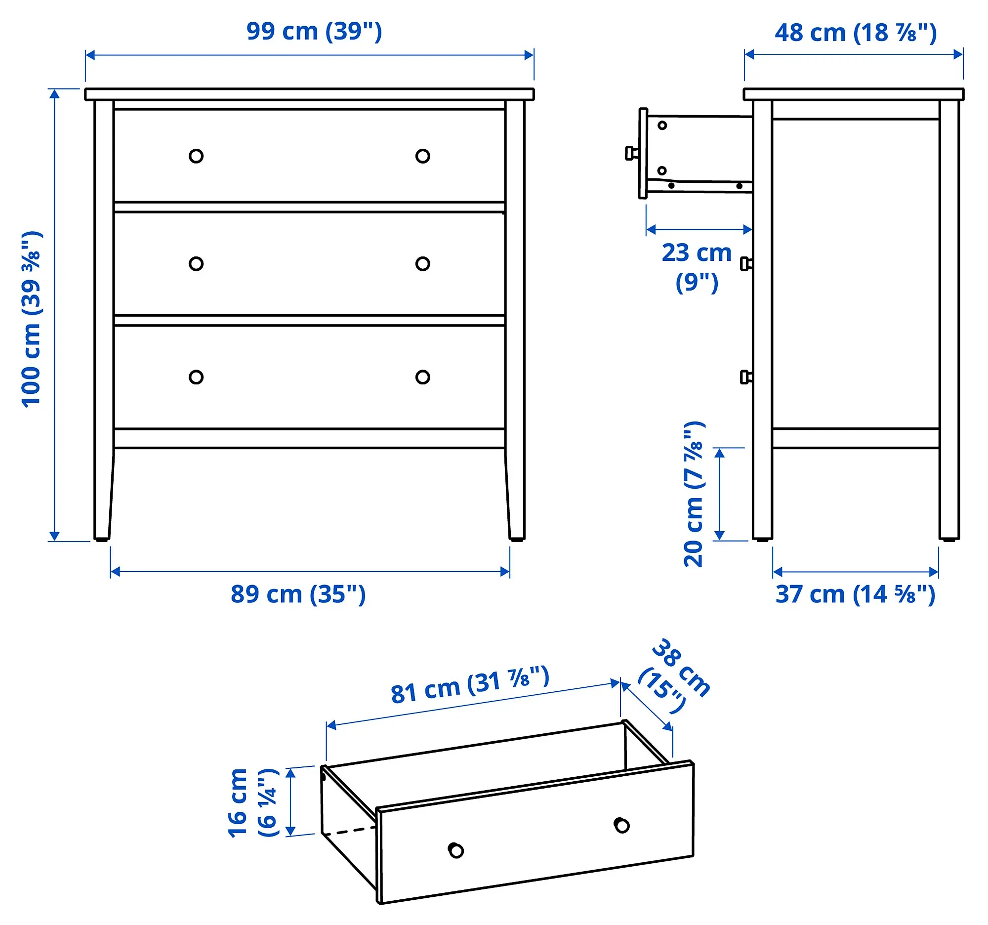 Comoda Ikea Gullaberg 99x48x100 (Alb) - 6