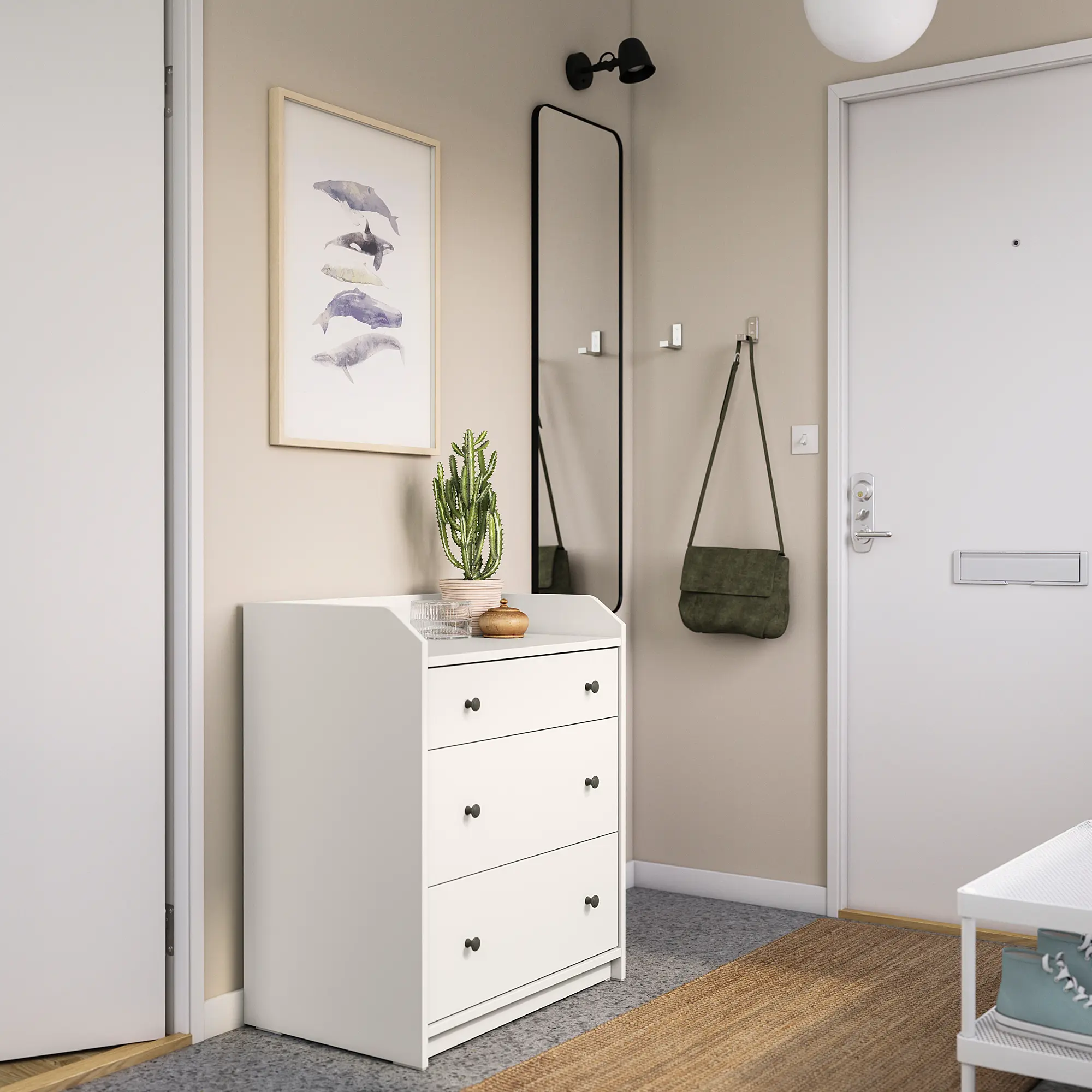 Комод Ikea Hauga 3 ящика 70x46x84 (Белый)