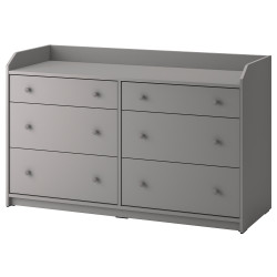 Comoda Ikea Hauga 6 sertare 138x46x84 (Gri) Thumb
