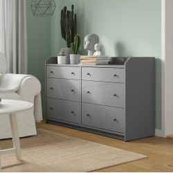 Comoda Ikea Hauga 6 sertare 138x46x84 (Gri)