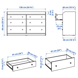 Comoda Ikea Hauga 6 sertare 138x46x84 (Gri) Thumb