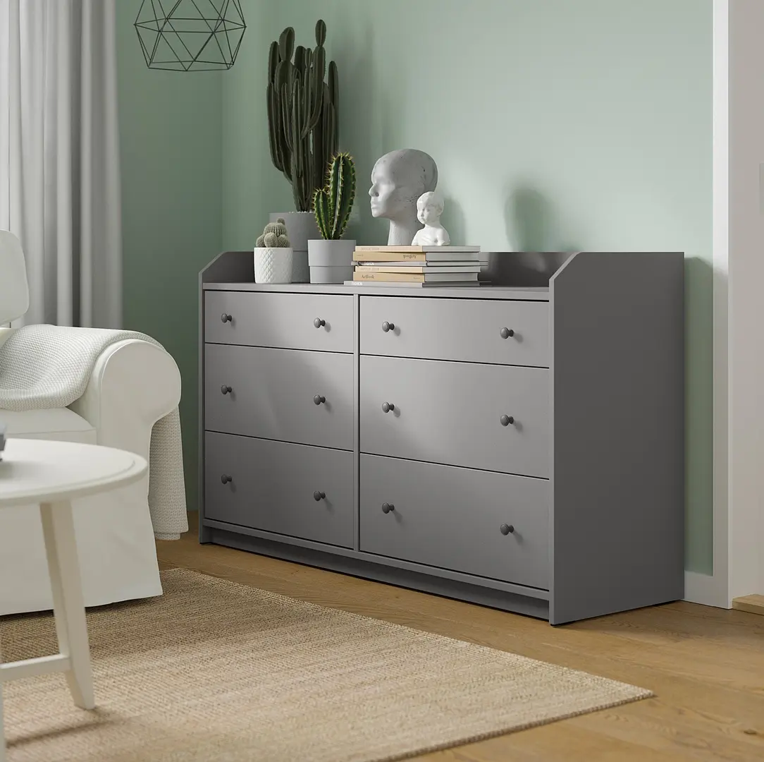 Comoda Ikea Hauga 6 sertare 138x46x84 (Gri)