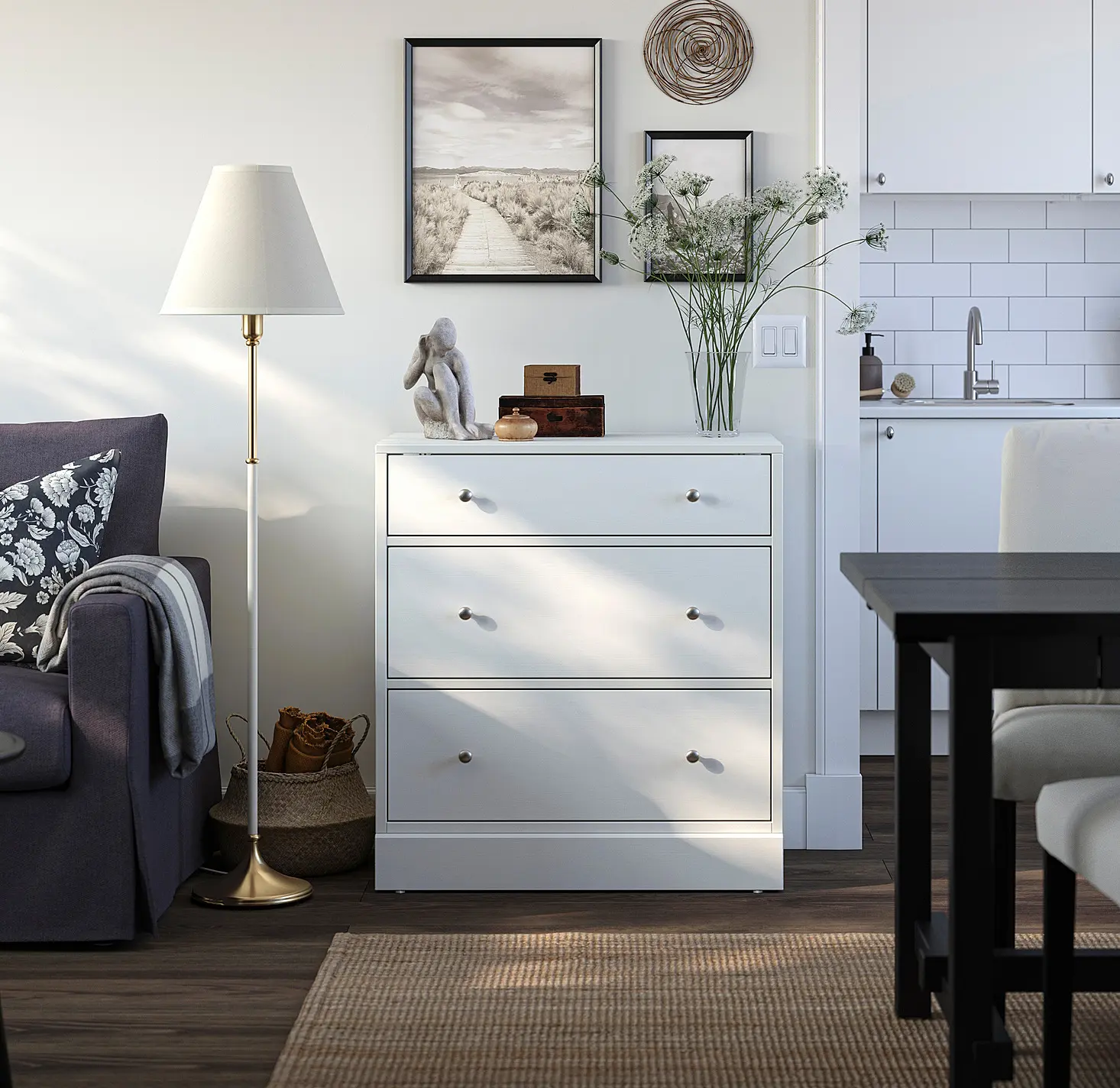 Comoda Ikea Havsta 3 sertare 81x47x89 (Alb)