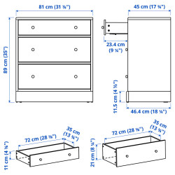 Comoda Ikea Havsta 3 sertare 81x47x89 (Alb) Thumb