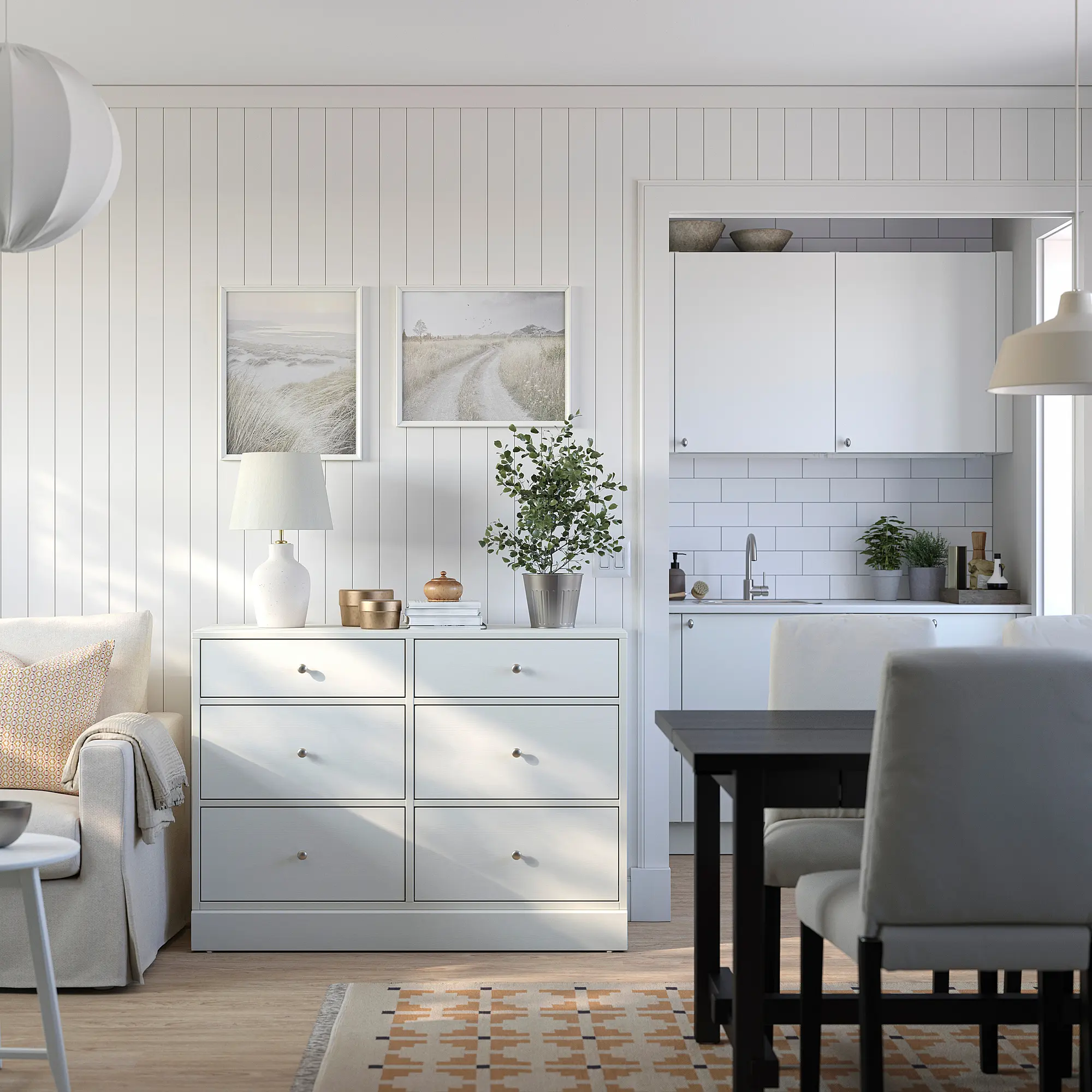 Comoda Ikea Havsta 6 sertare 121x47x89 (Alb)