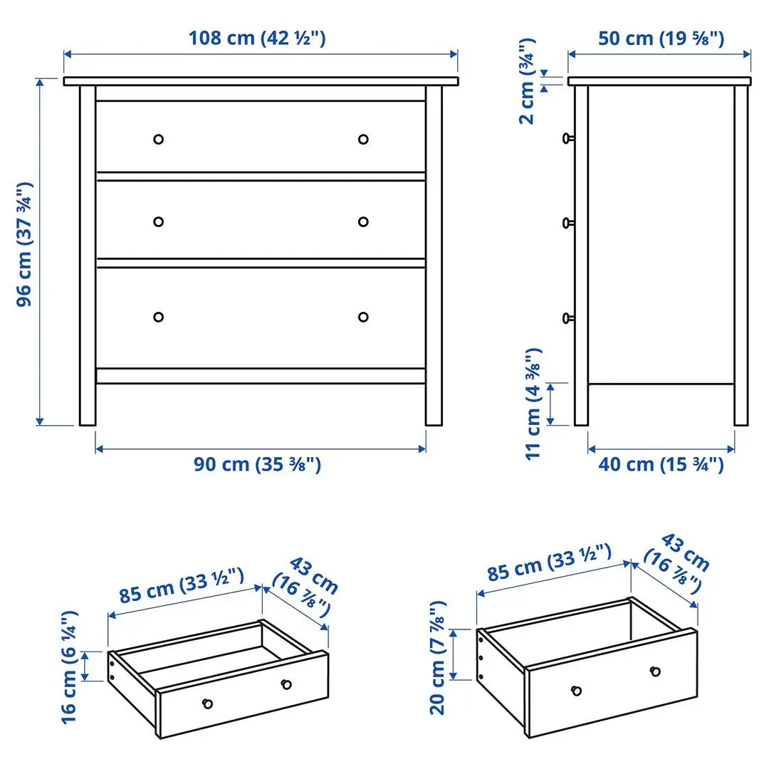 Comoda Ikea Hemnes 108x96 (Albastru) - 6