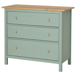 Comoda Ikea Hemnes 3 sertare 108x96 (Gri-verde/Maro deschis) Thumb