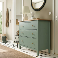 Comoda Ikea Hemnes 3 sertare 108x96 (Gri-verde/Maro deschis) Thumb