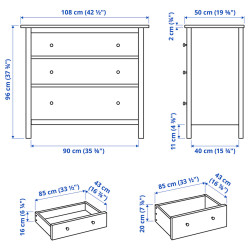 Comoda Ikea Hemnes 3 sertare 108x96 (Gri-verde/Maro deschis) Thumb