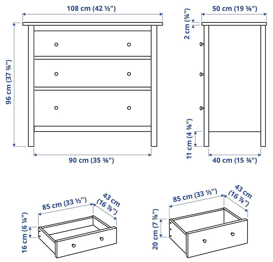Comoda Ikea Hemnes 3 sertare 108x96 (Galben)