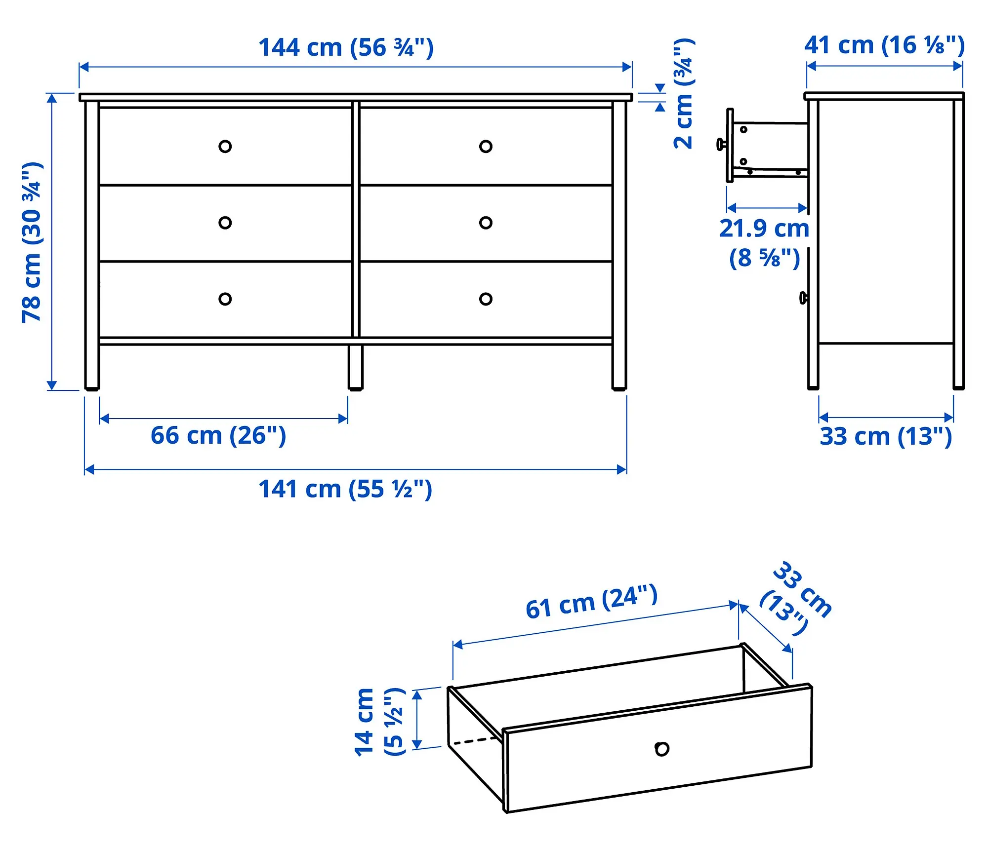 Comoda Ikea Kilberget 144x78 (Alb) - 6