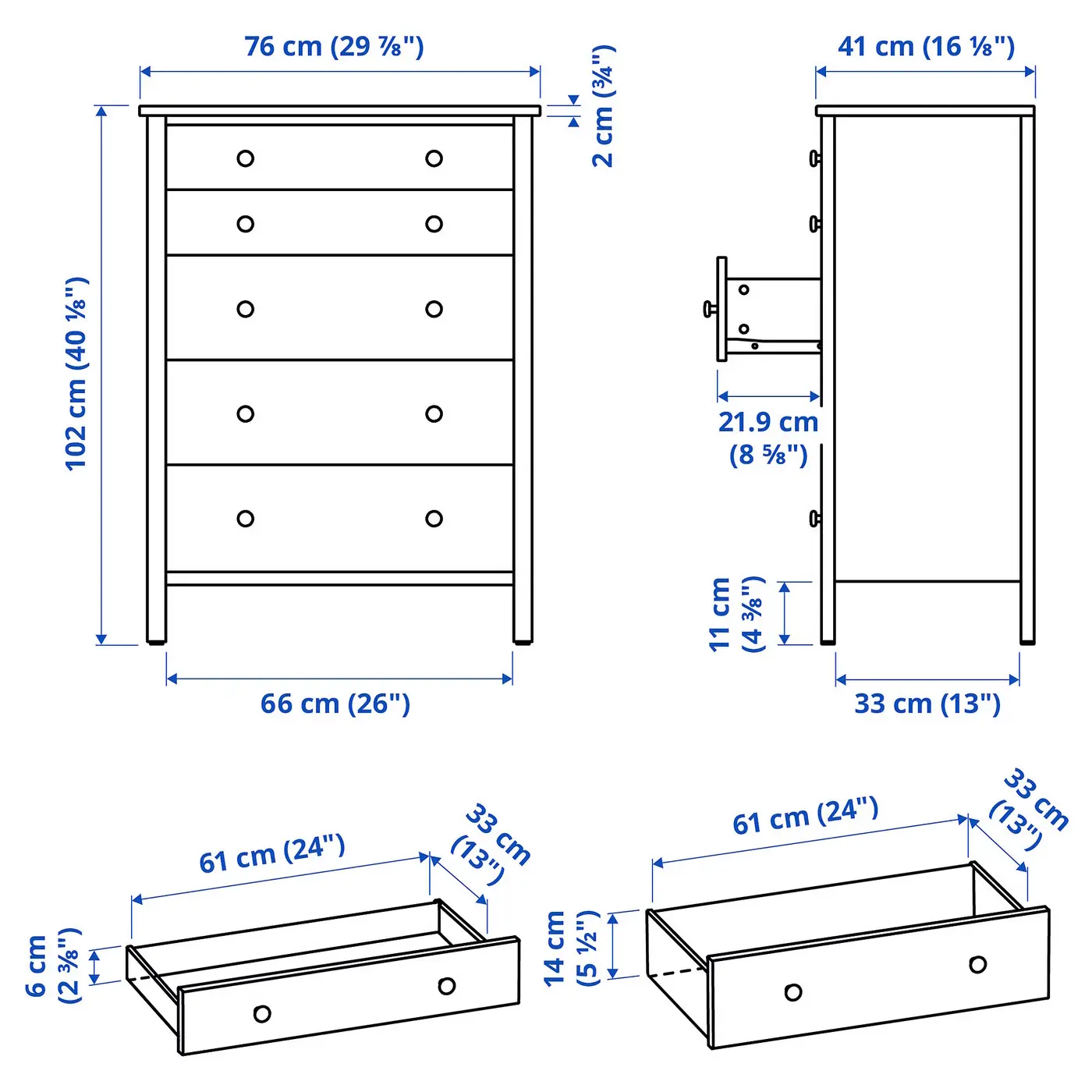 Comoda Ikea Kilberget 76x102 (Alb) - 6