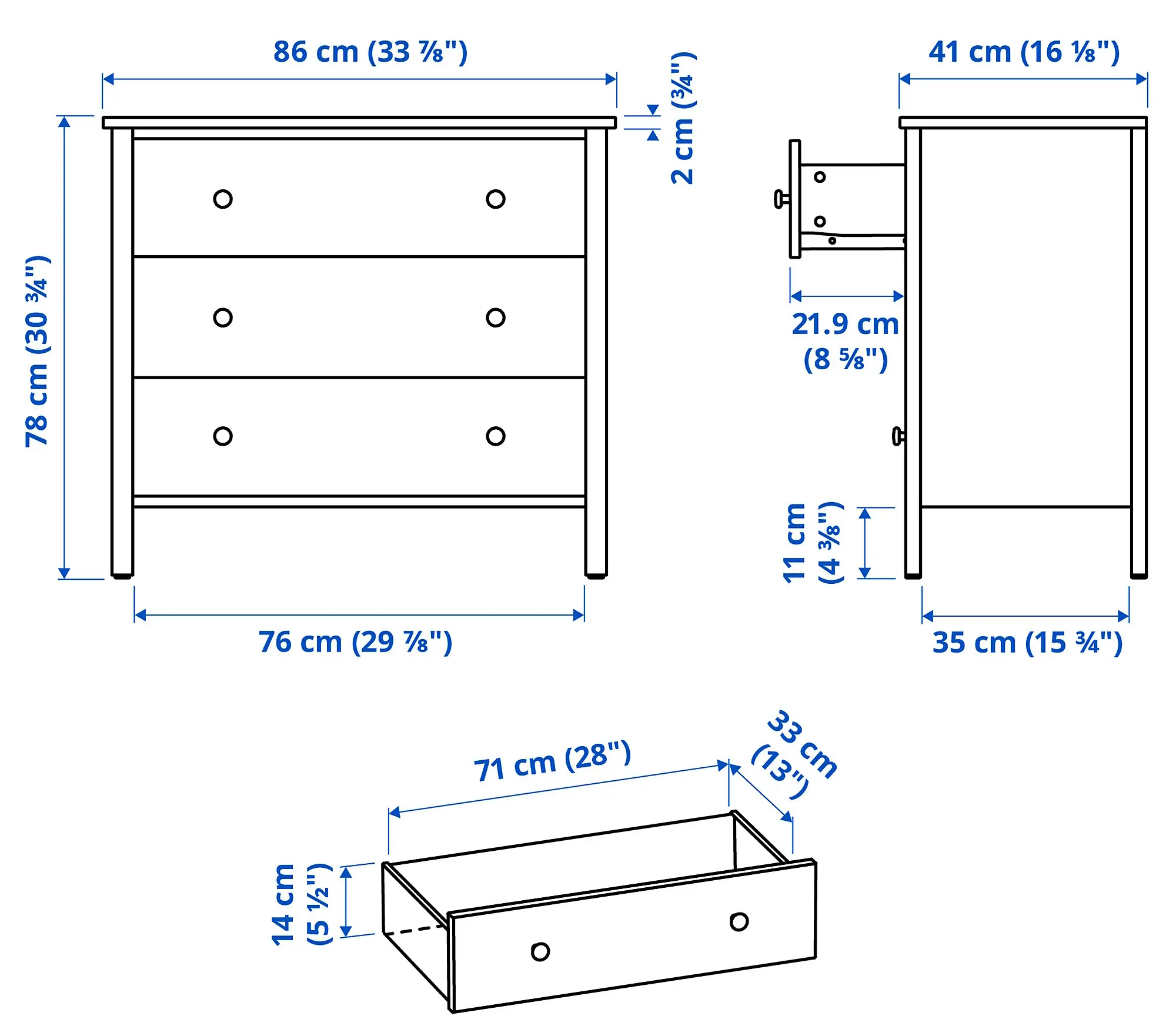 Comoda Ikea Kilberget 86x78 (Alb) - 6