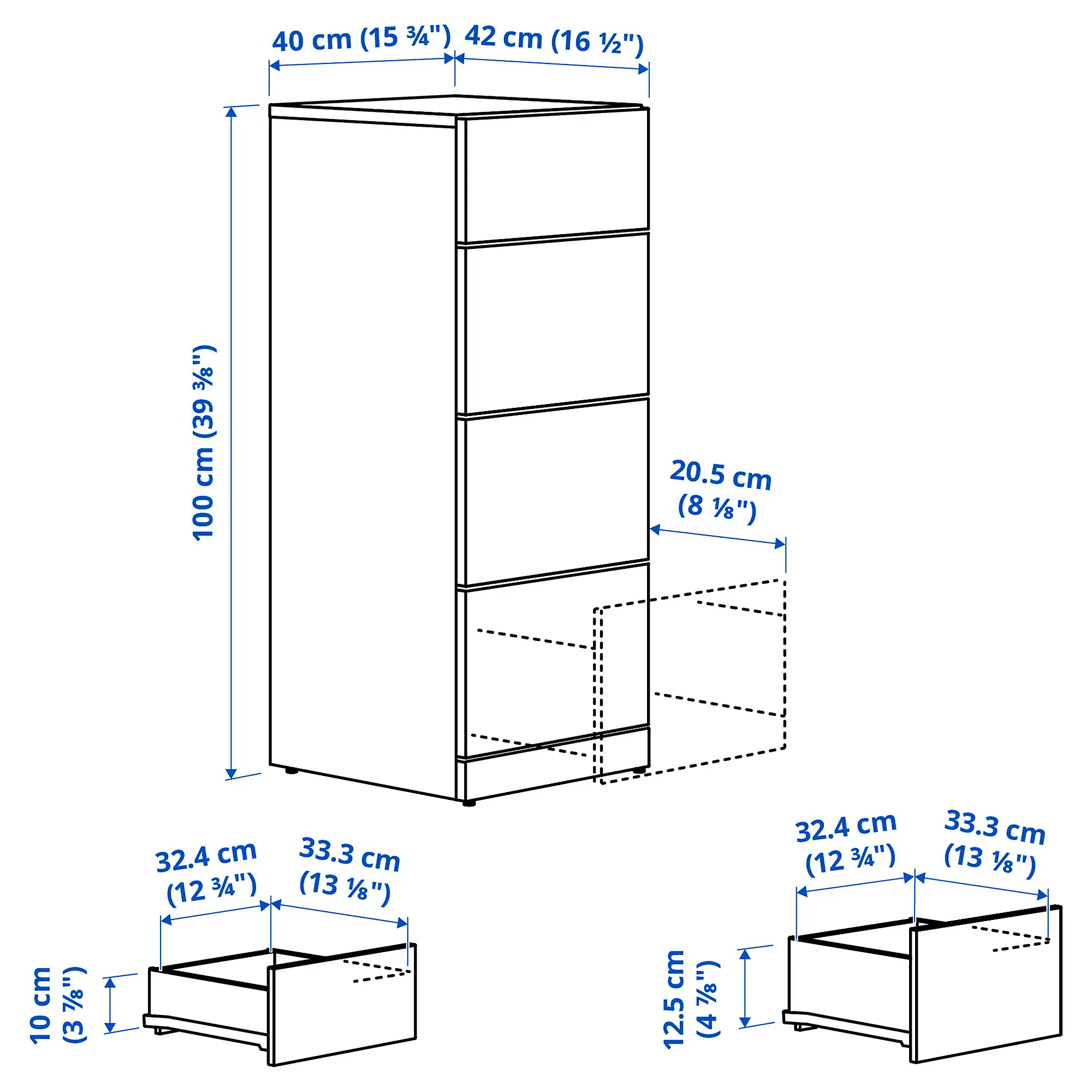 Comoda Ikea Lastare 40x42x100 (Alb) - 3