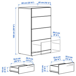 Comoda Ikea Lastare 60x42x100 (Alb) Thumb