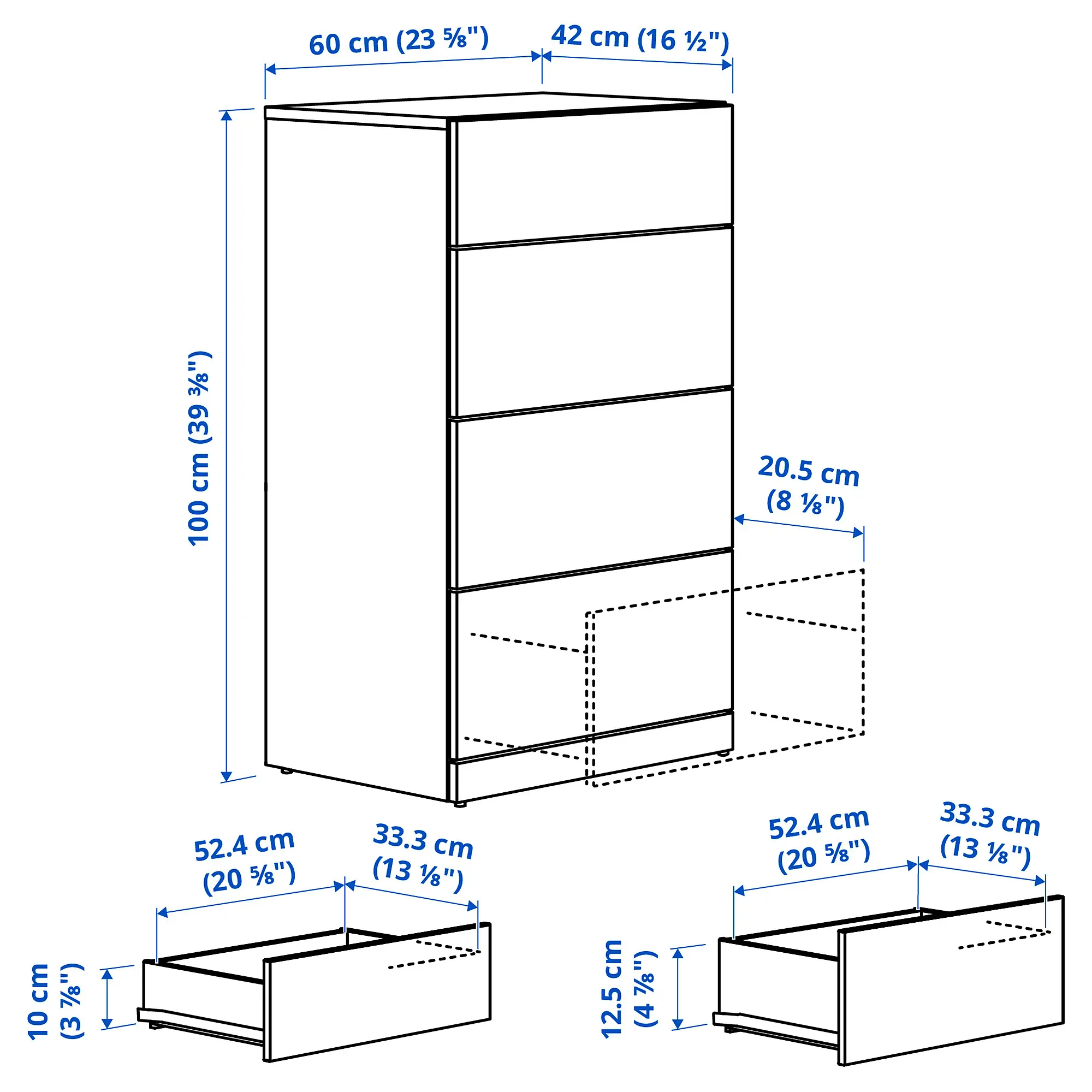 Comoda Ikea Lastare 60x42x100 (Alb) - 3